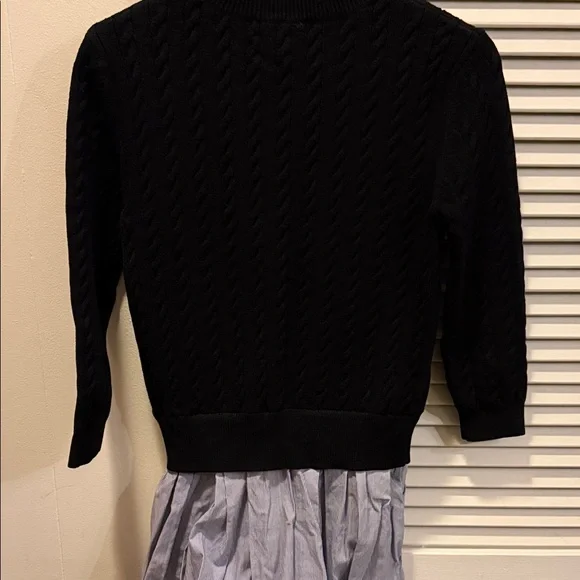 2 in 1 dress/ Black Cable Knit 3/4 sleeves Sweater with striped cotton skirts - Picture 5 of 6